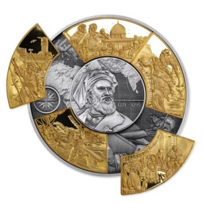 Marco Polo - 5 oz - Silberpuzzle vergoldete Sammlermünze