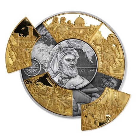 Marco Polo - 5 oz - Silberpuzzle vergoldete Sammlermünze