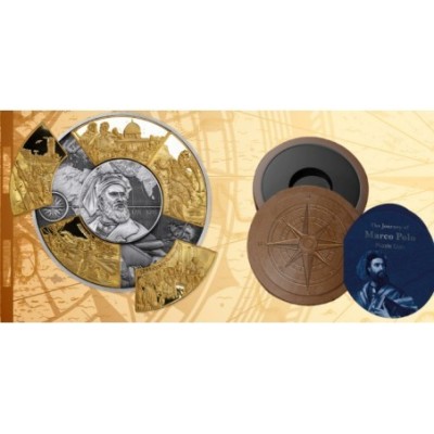 Marco Polo - 5 oz - Silberpuzzle vergoldete Sammlermünze
