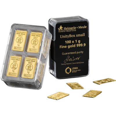Heimerle + Meule Unity Bar 100 x 1 g - Goldanlagebarren
