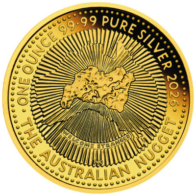 Australian Nugget - 1 oz - Silber Proof Gold-Plated Coin
