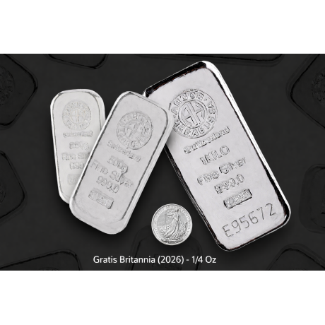 Silberset (1 kg + 500g + 250g Argor Heraeus) + gratis 1/4 oz Britannia Silbermünze