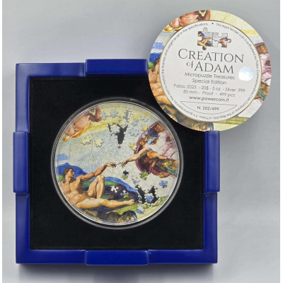 Die Erschaffung Adams – 5 oz – Silber Sammlermünze im Puzzle-Format